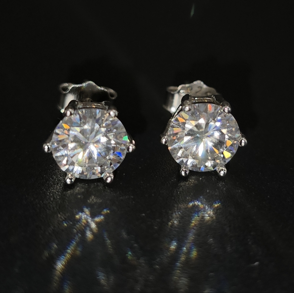 3 CTW Moissanite Stud Earrings | 1.5 CT Each | S925 Sterling Silver | 6-Prong